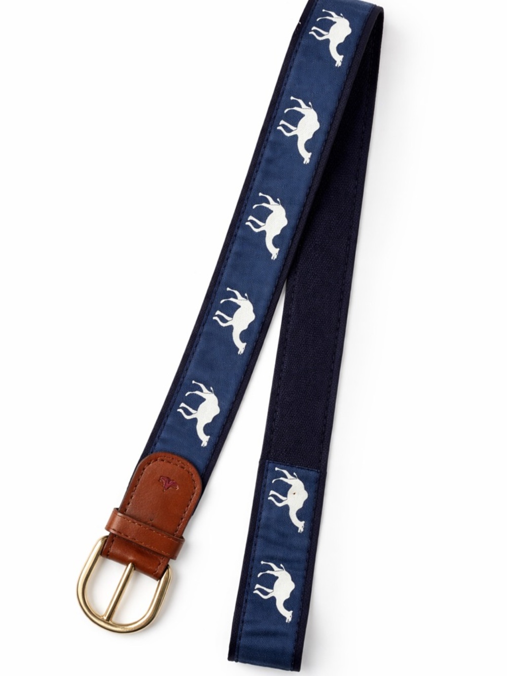 Vineyard Vines Navy Moose Canvas Belt Leather Trim Size 32 Preppy Golf Belt